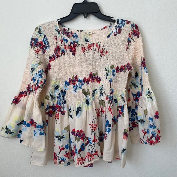 Jane and Delancey Tops - Jane & Delancey Smocked Floral Boho Baby Doll Top